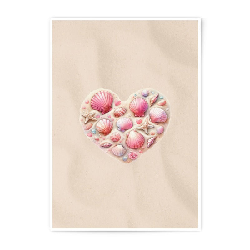 Seashell Heart Photographic Print, Beach Decor Art, Coastal Wall Art, Ocean Lover Gift, Seashell Art Print, Beach House Art Print - Tawshia