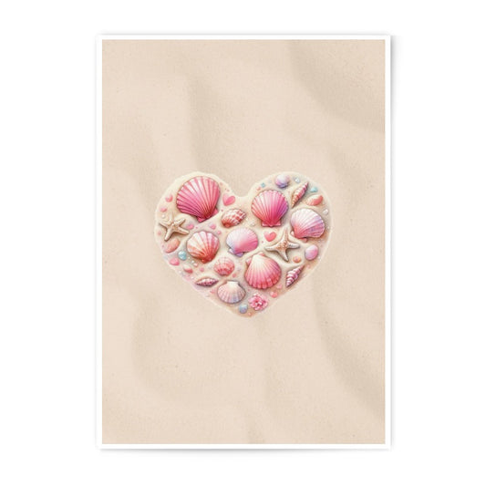 Seashell Heart Photographic Print, Beach Decor Art, Coastal Wall Art, Ocean Lover Gift, Seashell Art Print, Beach House Art Print - Tawshia