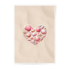 Seashell Heart Photographic Print, Beach Decor Art, Coastal Wall Art, Ocean Lover Gift, Seashell Art Print, Beach House Art Print - Tawshia