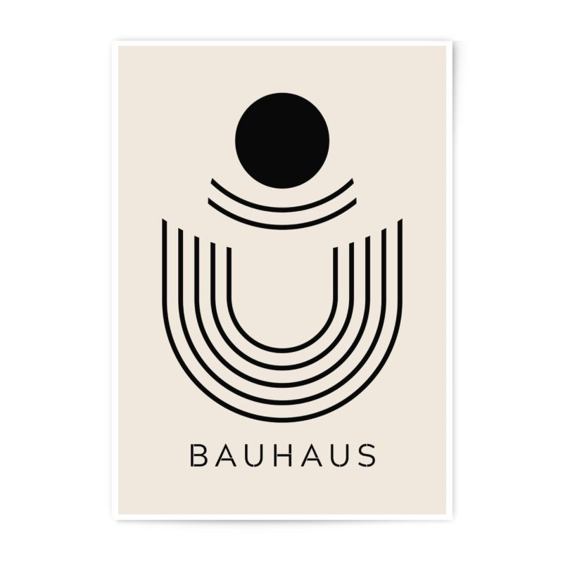 Bauhaus Art Photographic Print, Modern Geometric Wall Art, Abstract Circle Poster, Minimalist Home Decor, Beige Art Print, Stylish Design - Tawshia