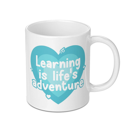 Learning is Life Adventure Mug, Inspirational Coffee Mug, Motivational Gift, Education Mug, Positive Quote Mug, Teacher Gift Mug - Tawshia