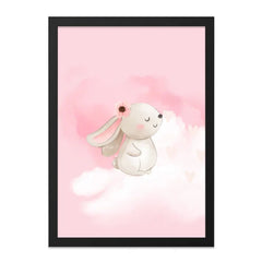 Bunny Wall Art, Cute Rabbit Art, Nursery Decor, Pink Cloud Wall Decor, Kids Room Art, Baby Shower Gift, Animal Illustration, Flower Crown - Tawshia