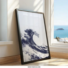 Great Wave Wall Art, Japanese Art Print, Ocean Wave Poster, Minimalist Wall Decor, Nautical Theme Artwork, Coastal Home Gift - Tawshia