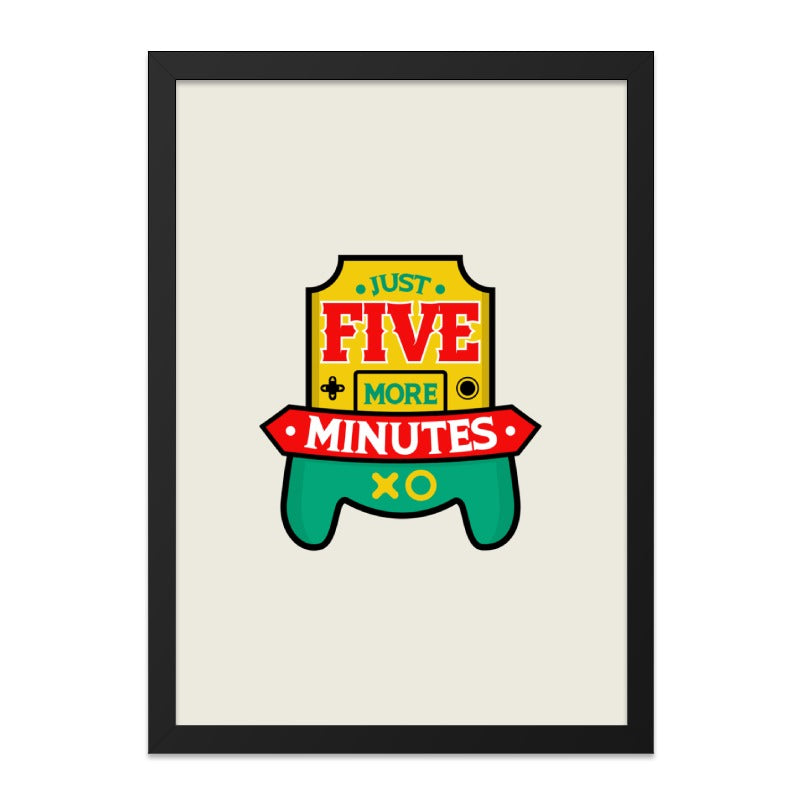Just Five More Minutes Wall Art, Gamer Gift, Video Game Room Decor, Gaming Poster, Funny Teen Boy Gift, Play Station Art, Wall Decor - Tawshia