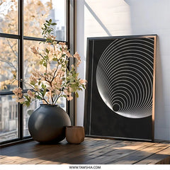 Minimalist Wall Art, Circle Art Print, Abstract Geometric Art, Modern Home Decor, Black and White Art, Contemporary Art, Gallery Wall Art - Tawshia