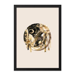 Floral Moon Wall Art, Celestial Decor, Modern Art Print, Bohemian Home Decor, Unique Artwork, Elegant Design - Tawshia
