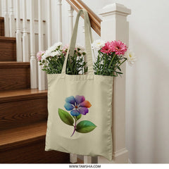Floral Tote Bag, Colorful Flower Print, Unique Tote, Gift Idea, Trendy Bag, Aesthetic Design, Everyday Bag, Shopping Tote - Tawshia