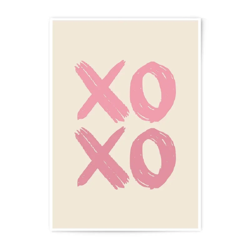 XO XO Photographic Print, Hugs and Kisses Art, Pink Wall Decor, Modern Art Print, Minimalist Print, Simple Art, Valentines Day Gift - Tawshia