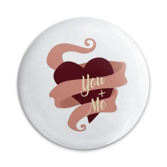 You and Me Heart Pinback Button, Romantic Gift, Cute Badge, Valentines Day Gift, Love Pin, Anniversary Present, Couple Gift - Tawshia