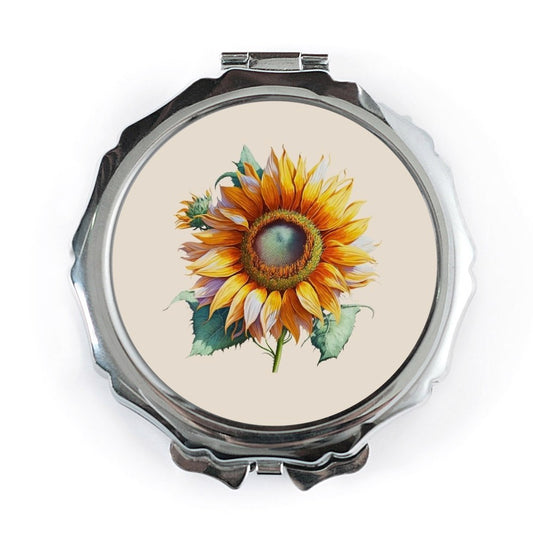 Sunflower Pocket Mirror, Floral Compact Mirror, Cute Makeup Mirror, Elegant Gift, Purse Mirror, Handbag Mirror, Summer Gift, Flower Mirror - Tawshia