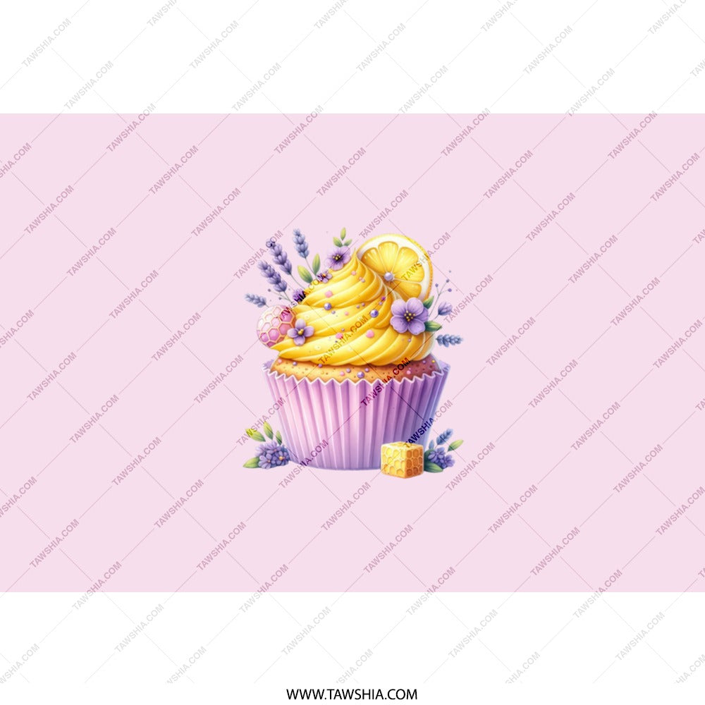 Lemon Cupcake Tumbler, Floral Drinkware, Pastry Design, Lavender Gift, Unique Cup Gift, Yummy Dessert Cup, Cute Tumbler, Birthday Gift - Tawshia