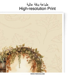 Cozy Reading Nook Photographic Print, Autumn Decor Art, Bookshelf Chair Foliage, Botanical Wall Hanging, Fall Home Decor, Literary Gift - Tawshia