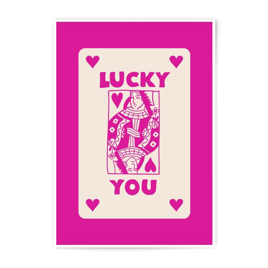 Lucky You Photographic Print, Queen of Hearts Card Wall Art, Aesthetic Room Decor, Trendy Wall Decor, Gift for Gambler, Playing Card Print - Tawshia