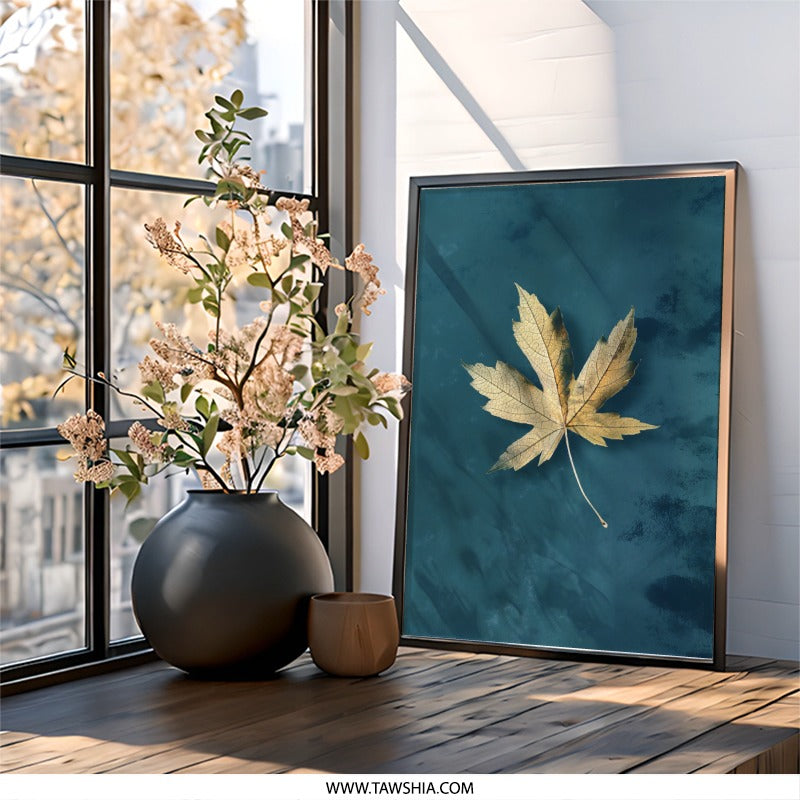 Autumn Leaf Wall Art, Minimalist Decor, Fall Foliage Print, Contemporary Wall Decor, Nature Inspired Artwork, Leaf Illustration Print - Tawshia
