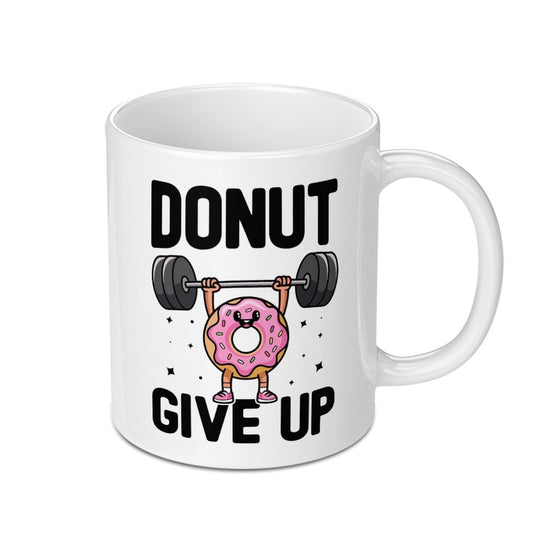 Donut Give Up Mug, Weightlifting Donut, Funny Gym Mug, Cute Workout Mug, Motivation Gift Mug, Fitness Lover Coffee Mug - Tawshia