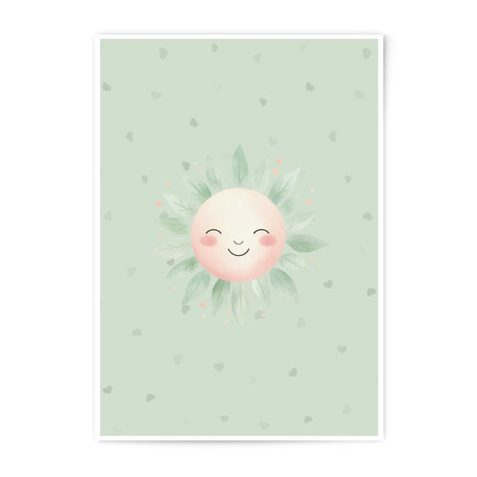 Smiling Sun Photographic Print, Nursery Wall Art, Baby Room Decor, Cute Sun Art, Watercolor Style Print, Kids Decor, Smiling Face Art - Tawshia