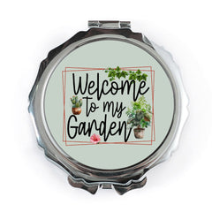 Welcome To My Garden Pocket Mirror, Floral Pocket Mirror, Garden Lover Gift, Plant Lover Gift, Unique Compact Mirror, Cosmetic Mirror - Tawshia