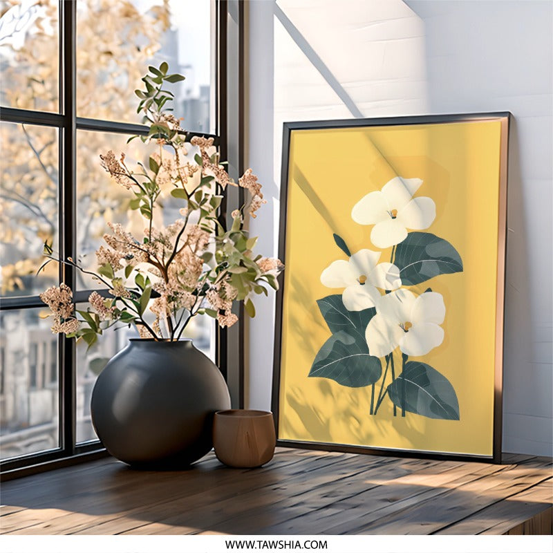 Magnolia Wall Art, Floral Print, Botanical Art, Yellow Wall Decor, Flower Artwork, Minimalist Art Print, Trending Wall Art - Tawshia