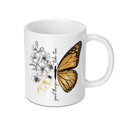 Butterfly Mug, Motivational Mug, Floral Coffee Mug, Inspirational Gift, Take Time Good Things, Nature Lover Gift, Butterfly Lover Mug - Tawshia
