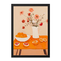 Orange Still Life Wall Art, Fruit and Flowers Print, Kitchen Art Decor, Modern Fine Art Print, Floral Still Life Painting - Tawshia