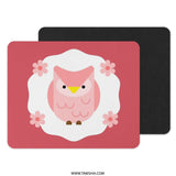 Pink Owl Mouse Pad, Cute Bird Desk Decor, Floral Computer Accessory, Unique Office Gift, Stylish Gaming Pad - Tawshia