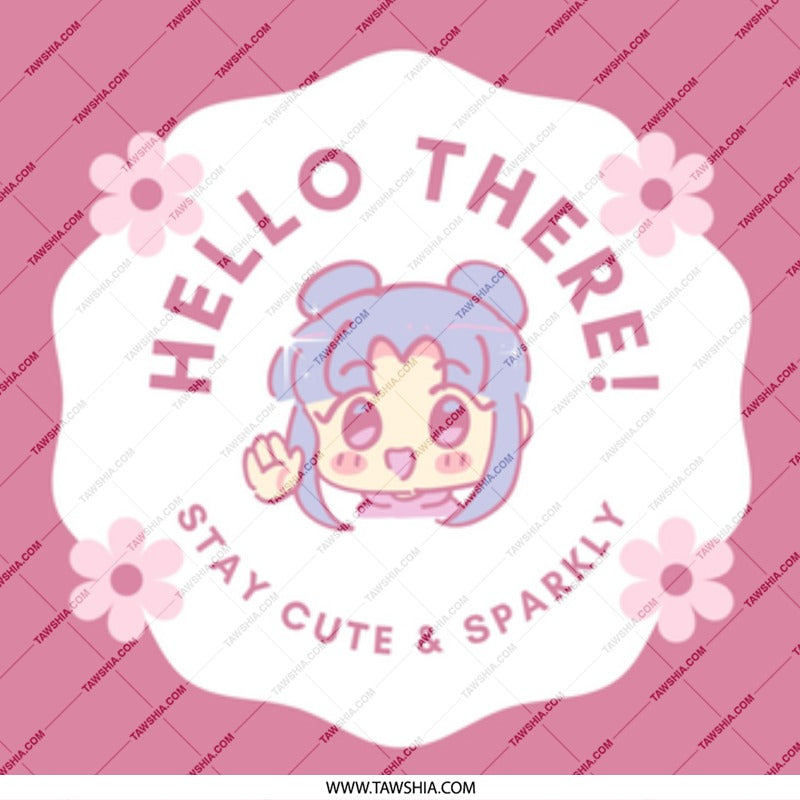 Cute Kawaii Mug, Anime Mug, Hello There Mug, Pink Mug, Sparkly Mug, Gift for Her, Aesthetic Mug, Trendy Mug, Cartoon Mug, Anime Girl - Tawshia