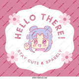 Cute Kawaii Mug, Anime Mug, Hello There Mug, Pink Mug, Sparkly Mug, Gift for Her, Aesthetic Mug, Trendy Mug, Cartoon Mug, Anime Girl - Tawshia