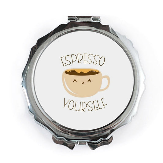 Espresso Yourself Pocket Mirror, Cute Coffee Lover Gift, Funny Mirror, Coffee Quote Pocket Mirror, Portable Makeup Mirror for Travel - Tawshia