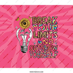 Break Limits Backpack, Sunflower Lightbulb Design, Motivational Backpack, Unique Gifts, School Backpack, Colorful Backpack for Students - Tawshia