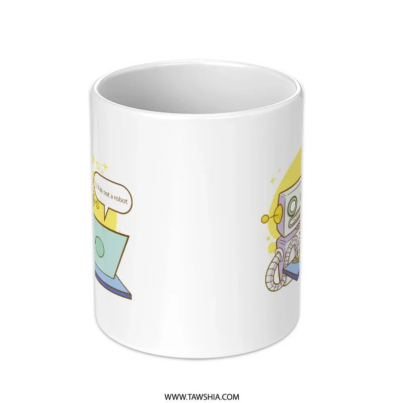 Colorful Illustrated Robot and Cartoon Coffee Mug product type