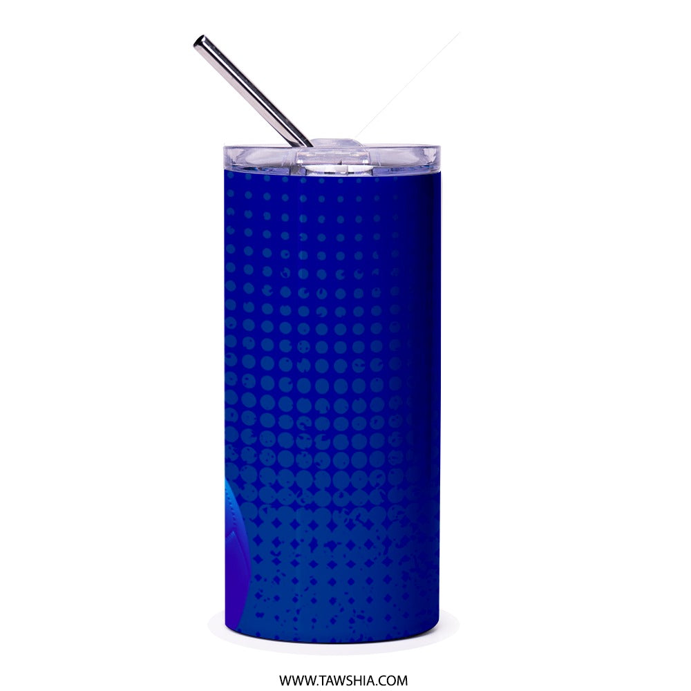 Hilali Football Tumbler, Arabic Script, Blue Soccer Ball, Sports Fan Gift, Born to Win, Hilal Saudi Club, Football Lover, Fan Gift - Tawshia