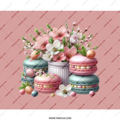 Macarons and Flowers Mouse Pad, Dessert Art Mousepad, Cute Desk Decor, Floral Mousepad, Spring Office Decor, Foodie Gift, Computer Accessory - Tawshia