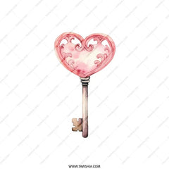 Heart Key Pillow, Valentine Decor, Pink Watercolor Key Art, Love Key Throw Pillow, Romantic Gift, Cute Home Accent, Unique Pillow - Tawshia
