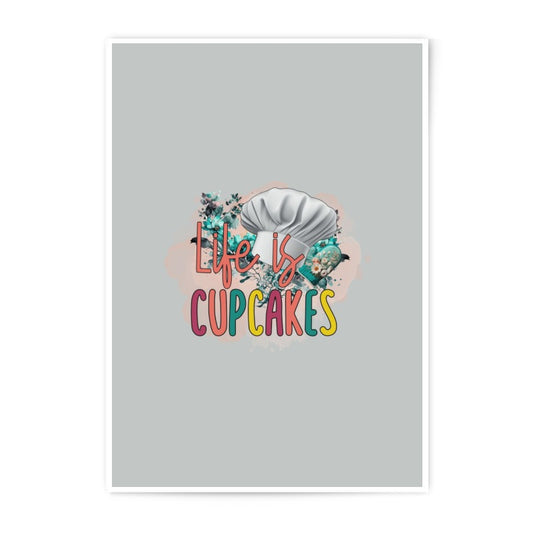 Life is Cupcakes Photographic Print, Chef Hat Art, Cupcake Lover Gift, Kitchen Decor, Baking Art Print, Foodie Gift Idea, Colorful Art - Tawshia