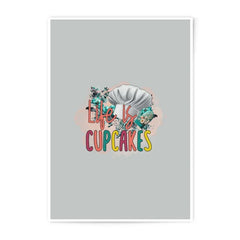 Life is Cupcakes Photographic Print, Chef Hat Art, Cupcake Lover Gift, Kitchen Decor, Baking Art Print, Foodie Gift Idea, Colorful Art - Tawshia