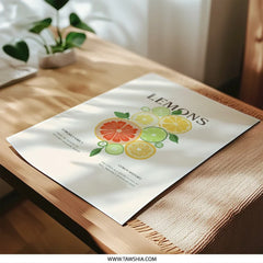 Lemons Photographic Print, Citrus Art Print, Kitchen Wall Decor, Fruit Illustration Print, Foodie Gift, Minimalist Art, Modern Print - Tawshia