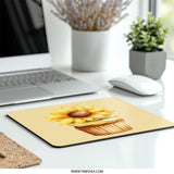 Sunflower Cupcake Mouse Pad, Floral Mousepad, Cute Desk Decor, Office Accessories, Gift for Her, Unique Work From Home, Flower Lover Gift - Tawshia