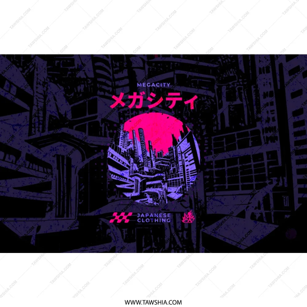 Japanese Cyberpunk Neon City Design Clothing product