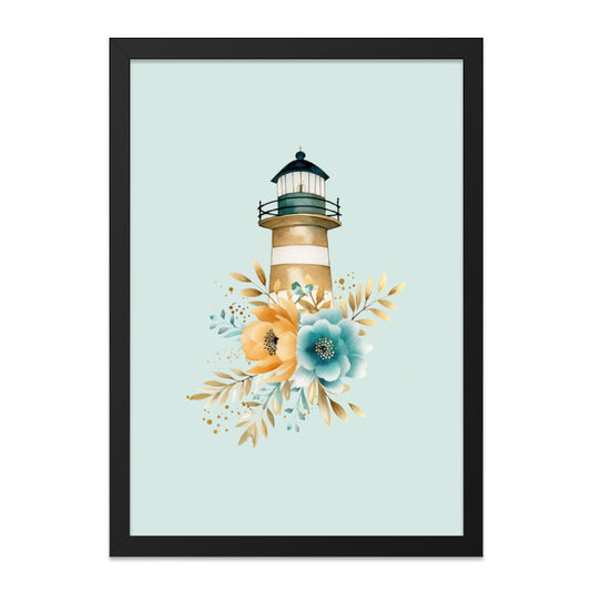 Lighthouse Wall Art, Floral Lighthouse Print, Watercolor Lighthouse Painting, Nautical Wall Decor, Coastal Art Print, Lighthouse Decor - Tawshia