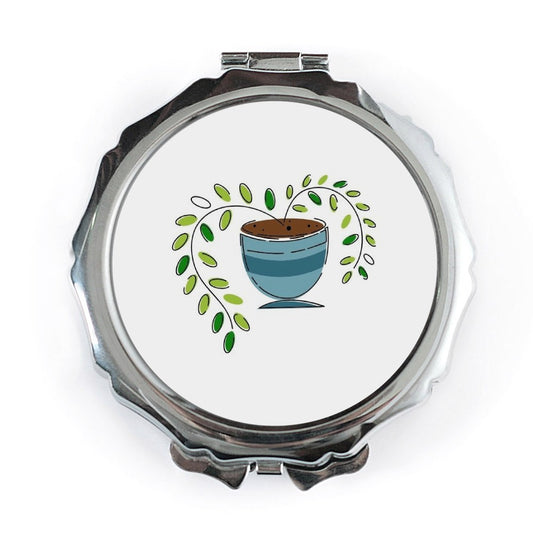 Cute Plant Pocket Mirror, Stylish Portable Mirror, Makeup Mirror, Trendy Purse Mirror, Pocket Mirror for Her, Travel Size Pocket Mirror - Tawshia