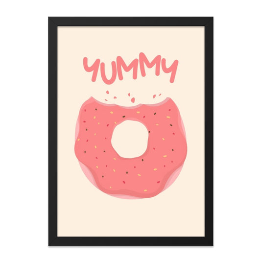 Yummy Donut Wall Art, Foodie Decor Print, Cute Dessert Illustration, Kitchen Wall Decor, Sweet Treat Art, Fun Wall Art - Tawshia