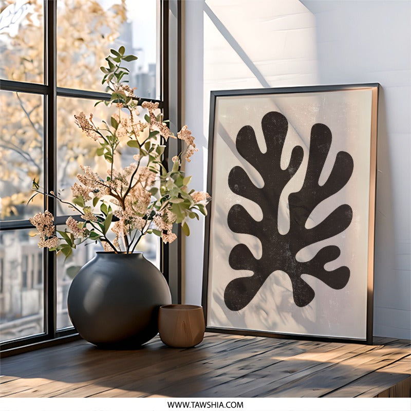 Abstract Coral Wall Art, Modern Organic Print, Botanical Silhouette Decor, Neutral Earth Tone Minimalist Artwork, Unique Home Gallery - Tawshia
