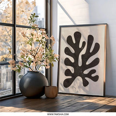 Abstract Coral Wall Art, Modern Organic Print, Botanical Silhouette Decor, Neutral Earth Tone Minimalist Artwork, Unique Home Gallery - Tawshia