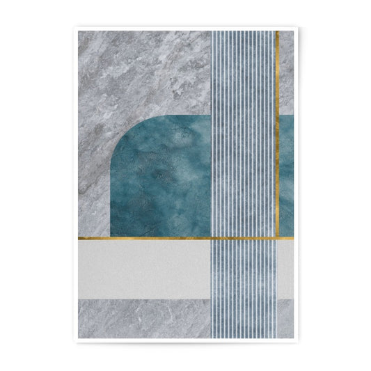 Abstract Geometric Photographic Print, Teal Marble Wall Art, Modern Art Print, Contemporary Home Decor, Minimalist Design - Tawshia