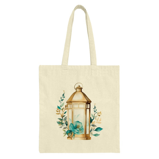 Lantern Tote Bag, Floral Lantern Design, Unique Tote Bag, Everyday Bag, Book Bag, Gift Idea, Watercolor Lantern Artwork Tote - Tawshia