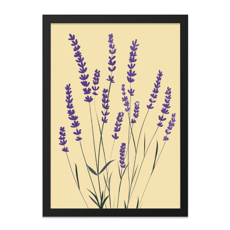 Lavender Field Wall Art, Floral Illustration Print, Botanical Home Decor, Purple Flower Art, Minimalist Design - Tawshia