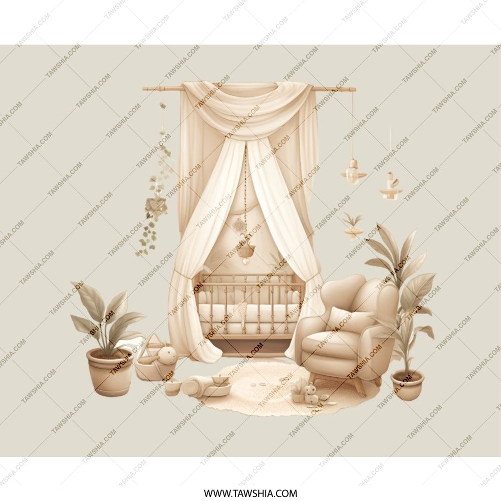 Boho Nursery Mouse Pad, Kids Room Decor, Cute Playroom Desk Mat, Nursery Illustration, Bohemian Baby Gift Idea, Neutral Toned Decor - Tawshia