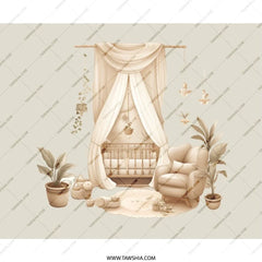 Boho Nursery Mouse Pad, Kids Room Decor, Cute Playroom Desk Mat, Nursery Illustration, Bohemian Baby Gift Idea, Neutral Toned Decor - Tawshia