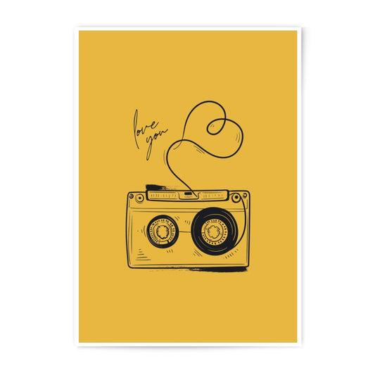 Cassette Tape Photographic Print, Love You Art, Retro Music Decor, Valentines Day Gift, Wall Art Print, Minimalist Art, Vintage Style - Tawshia