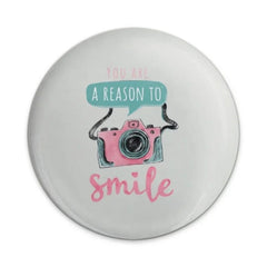 Reason to Smile Camera Pinback Button, Cute Photo Gift, Positive Affirmation Badge, Photographer Present, Camera Lover Pin, Happy Gift - Tawshia